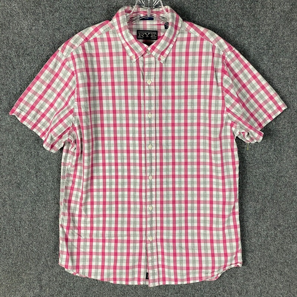 Rye Button Down Shirt Men's Large Slim Fit Shorts 100% Cotton Adults L